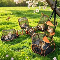 ZRC Aire de jeux modulaire 6-en-1 pour chats, tunnel d'escalade suspendu, tentes cubes, enclos portable pour plusieurs chats, en polyester