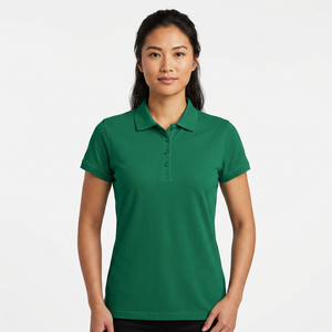 Chemise à manches courtes en coton anti-plis pour femme, coupe droite, col montant, éco-responsable, idéale pour le travail et le maintien de la silhouette - Product Image 3