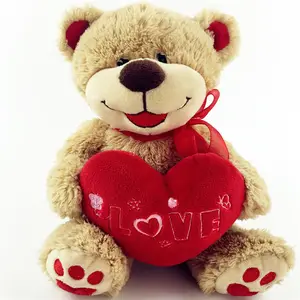 Cute Stuffed Animal Plush Toy Valentines Teddy Bears with Red Heart for Kids Toddler Girlfriend Mother's Day