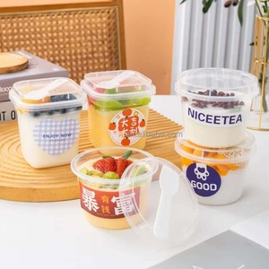 Copos de Plástico PP para Sobremesas de 120ml, 220ml e 280ml com Tampas e Colheres Personalizados para Iogurte, Sorvete, Gelatina, Pudim, Bolo de Leite - Product Image 1