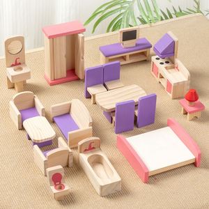 Maison de poupée miniature certifiée CPC CE, jouets de jeu d'imitation, ensemble de meubles en bois pour maison de poupée pour enfants - Product Image 1