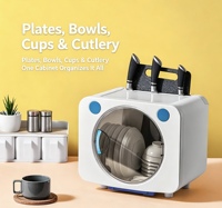 Kotak Penyimpanan Peralatan Dapur PP dengan Tutup Rak Pengering Mangkuk Piring Organizer Kabinet