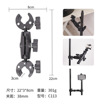 Support de caméra pour guidon de moto, fixation à pince crabe double tête, pour caméra d'action et vélo