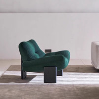 Fauteuil simple moderne en bouclette de laine d'agneau, fauteuil en bois de frêne blanc, mobilier de salon minimaliste de luxe pour la maison