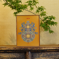 Cadre de peinture rectangulaire vertical en bois massif, fait main et poli, avec motif de calebasse en laiton, pour décoration d'hôtel et de maison, vente en gros