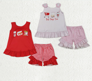 ชุดเสื้อผ้าเด็กผู้หญิงแขนกุดลายไก่ชิปพร้อมระบายสั้น - Product Image 5