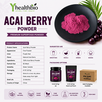 Poudre de baies d'açaï en vrac, poudre de fruits violets fins, matière première pour la formulation alimentaire