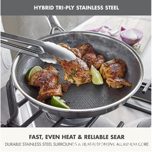<b>Ceramic</b> Coated Frying <b>Pan</b> 18 10 Stainless Steel Induction Compatible Nonstick Round Chef <b>Pan</b> - Product Image 3