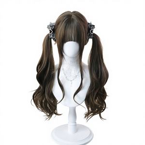 Perruque ND fabriquée à la machine, style cosplay anime, <span class=keywords><strong>cheveux</strong></span> longs, double queue de cheval, brun clair, résistante à la chaleur, même style que les célébrités d'Internet - Product Image 5
