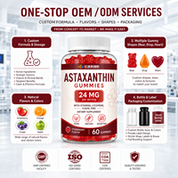 Gummies d'astaxanthine 24 mg saveur fraise, véganes, sans OGM, sans sucre, 60 unités, complément alimentaire, fourniture en marque blanche pour les boutiques en ligne