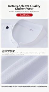 Ropa de Chef de Alta Calidad para Restaurante, Cómoda y sin Presión, Chaquetas de Manga Corta Elásticas y Resistentes a las Arrugas para Chef - Product Image 6