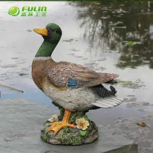 outdoor resin crafts green headed duck life size animal statue duck sculpture for home garden decoration
