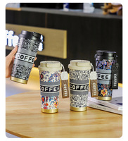 Cangkir Kopi Desain Unik 316 Stainless Steel Cangkir Terisolasi Bergaya dengan Sedotan Ganda Cangkir Air Cangkir Hadiah