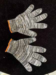 Guantes de trabajo de algodón, color gris oscuro, para mano, con borde rojo - Product Image 5