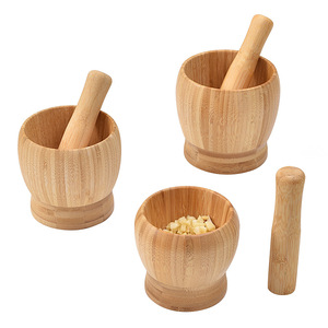 Pilon à ail, presse-ail domestique en bambou, mortier et pilon à ail, broyeur à ail, éplucheur à ail, mortier et pilon - Product Image 5