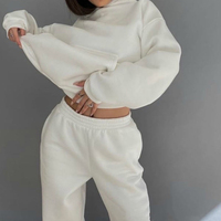 Ensemble de survêtement pour femmes, jogging 2 pièces OEM, pantalon de survêtement ample, 100% coton, épais, lourd, ensemble de sweat-shirt