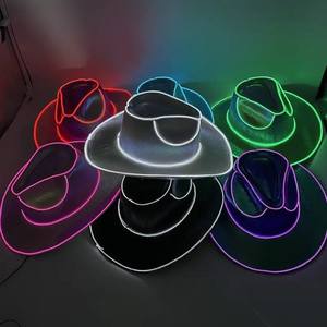 Sombrero de Vaquero Luminoso con Luces LED para Fiestas Rave, Sombrero de Vaquera Luminoso para Despedida de Soltera, Accesorios para Fiestas Nocturnas, Suministros para Festivales - Product Image 1