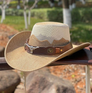 Nouvel arrivage en gros de chapeau de seau rétro à large bord chapeau de <span class=keywords><strong>cowboy</strong></span> en paille à la mode pour les chapeaux de <span class=keywords><strong>cowboy</strong></span> promotionnels parasol extérieur - Product Image 3