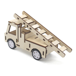 Wooden Fire Truck <b>Model</b> <b>Kit</b> With Extendable Ladder For Kids Science Education DIY Assembly Toy 7-9 Years Old - Product Image 4