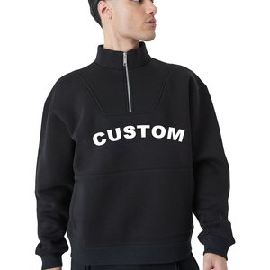 1/4 di fabbrica felpa con mezza Zip O collo personalizzato taglie forti in cotone alto Gsm con spalle scoperte girocollo - Product Image 1