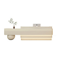 Meubles de bureau personnalisés en MDF beige, comptoir de réception de bureau, table de réception, comptoir de réception pour immeuble de bureaux