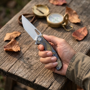 <span class=keywords><strong>Couteau</strong></span> tactique EDC de luxe avec cadre en titane, lame VG10, finition polie à la main, roulement en céramique Koi coloré, outil d'extérieur - Product Image 1