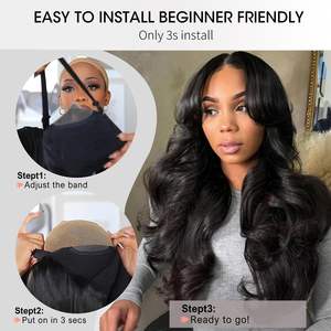 Rideau en couches frange visage encadrement 6X6 perruque sans colle cheveux humains HD <span class=keywords><strong>dentelle</strong></span> lâche vague de corps <span class=keywords><strong>dentelle</strong></span> avant perruques - Product Image 2