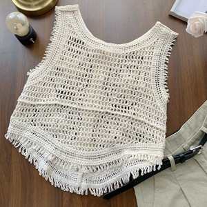 <span class=keywords><strong>Gilet</strong></span> court en <span class=keywords><strong>crochet</strong></span> fin à franges jacquard, style ethnique tridimensionnel, à porter avec des bretelles de <span class=keywords><strong>gilet</strong></span> pour femme - Product Image 6