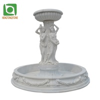 Fontaine d'eau en pierre de figure grecque de décoration de jardin extérieur en marbre blanc naturel sculpté à la main