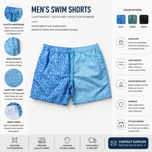 Pantalones Cortos Casuales para Hombre con Logotipo Personalizado, Cintura Ajustable con Cordón, Patrón de Diamantes que Cambia de Color con la Temperatura - Product Image 4