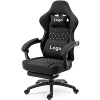 Chaise de jeu en tissu grande taille avec repose-pieds, chaise de bureau ergonomique, coussin épais, siège large, chaise d'ordinateur confortable