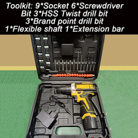 Ensemble de perceuse électrique au lithium multifonctionnelle, tournevis portatif, kit d'outils avec boîte d'accessoires pour la rénovation de la maison
