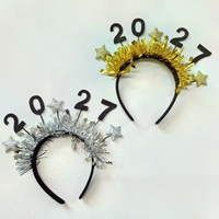 Serre-tête numérique 2027 en forme d'étoile en acier inoxydable fait main avec guirlande colorée pour le réveillon du Nouvel An et le carnaval