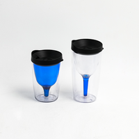 Gobelet pliable en plastique transparent sans BPA JWAY, 12 oz, double paroi, en acrylique, gobelet à vin rouge, gobelet à vin avec couvercle refermable