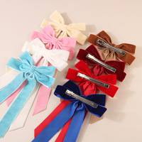 SongMay Nouveau Nœud à Cheveux en Ruban de Velours Doux avec Longue Traîne, Pince Nœud Papillon pour Accessoire Cheveux Femme