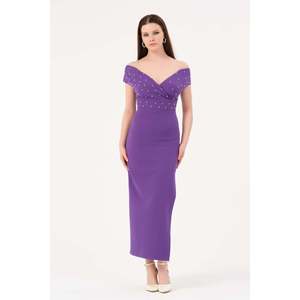 Haut tricoté décontracté pour femme DANS, couleur unie violette, manches courtes - Coupe classique, lot de 36-42 (vente en gros) - Product Image 1