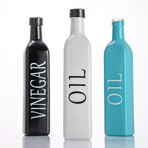 Bouteille Distributrice <span class=keywords><strong>d</strong></span>'Huile <span class=keywords><strong>d</strong></span>'Olive et de Vinaigre en Verre Coloré de Qualité Alimentaire avec <span class=keywords><strong>Bouchon</strong></span> à Vis, 250ml, 500ml, 750ml, pour la Cuisine, Vente en Gros - Product Image 5