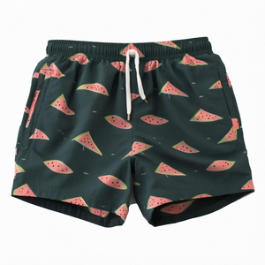 <b>Men's</b> Blue Lemon Print Swim <b>Shorts</b> Quick Dry Drawstring Elastic Waist Casual Beach Trunks - Product Image 4