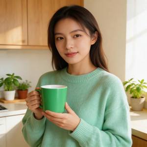 Nouveaux produits – Tasses en céramique vertes effet laqué, style Dollar <span class=keywords><strong>Store</strong></span>, marque HARVIT, design minimaliste, origine Shandong - Product Image 6