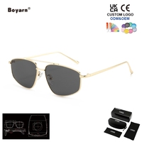 Lunettes de soleil Boyarn Pilot avec logo personnalisé, protection UV400, monture en métal, anti-reflet, monture intégrale, design pour hommes et femmes