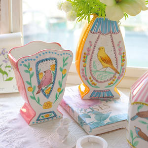 Nachtegaal en roos pastorale bloemvogel keramische vaas Hoogwaardig modern en eenvoudig design woonkamerdecoratie voor bruiloft - Product Image 3