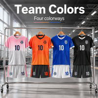 Ensemble de maillots de football pour enfants personnalisés, blanc avec bordure arc-en-ciel, col et manches respirants, 100% polyester, séchage rapide, extensible dans quatre directions