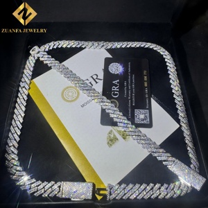 Chaîne cubaine à fermoir boîte pour homme, 12 mm, 2 rangs de pierres, chaîne cubaine diamant DVVS1 sertie à griffes, vente chaude - Product Image 1