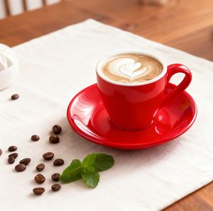 Tasse à expresso en porcelaine de qualité professionnelle avec soucoupe, tasse à expresso 80 ml (2,7 oz), couleurs vives assorties - Product Image 5