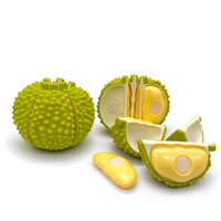 Set Mainan Buah Durian Potong-Potong Custom ABS PC 8.5cm dengan Velcro, Permainan Pura-Pura, OEM ODM, Kemasan Grosir, Perlengkapan Dapur