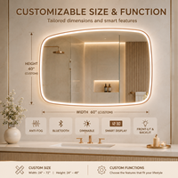 Miroir de salle de bain LED à cadre irrégulier avec éclairage avant et arrière, miroir de vanité anti-buée, 3 couleurs réglables, fonction mémoire