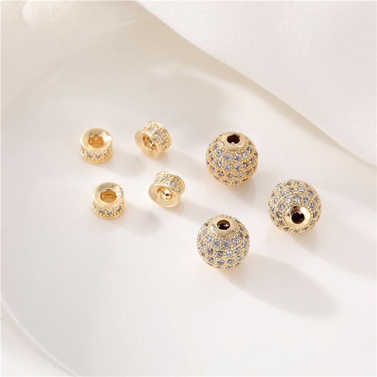 Brass DIY Zircon Circular Silver 14K