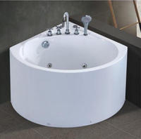 Baignoire d'angle en acrylique économique 110x110 pour 1 personne, autoportante, pour salle de bain intérieure de petite taille