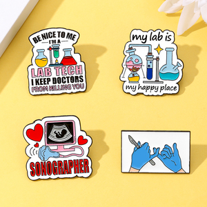 Badges en émail personnalisés en gros, motifs laboratoire médical et échographie, fabrication directe usine, OEM ODM, en stock - Product Image 1