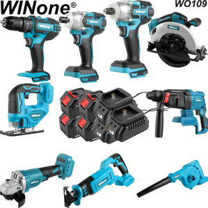 Winone DEW 9-tools Brushless Best China Factory in 1 Set 18v 21v <b>Cordless</b> Lithium-Ion Tools Kits - Product Image 3